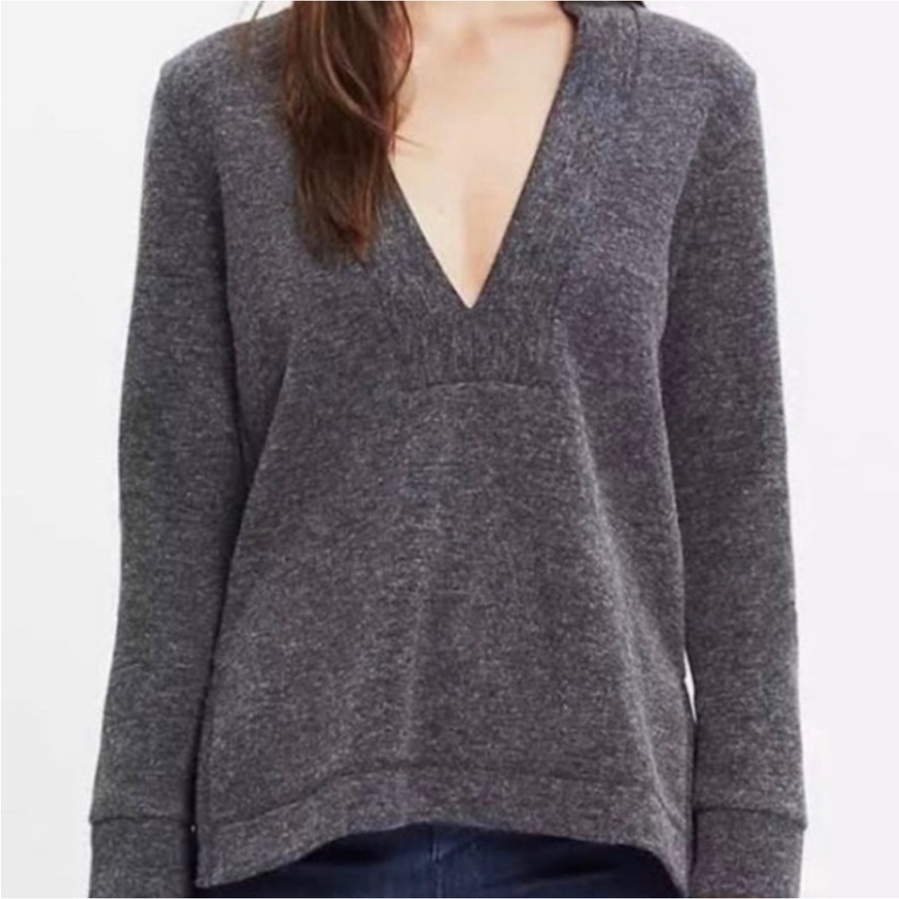 Madewell heathered gray v-neck sweater - Picture 1 of 8